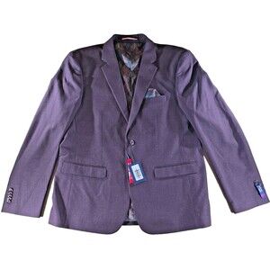 Soul of London Mens Blazer Two Button Burgundy 48R Jacket Floral Lined Notch NWT